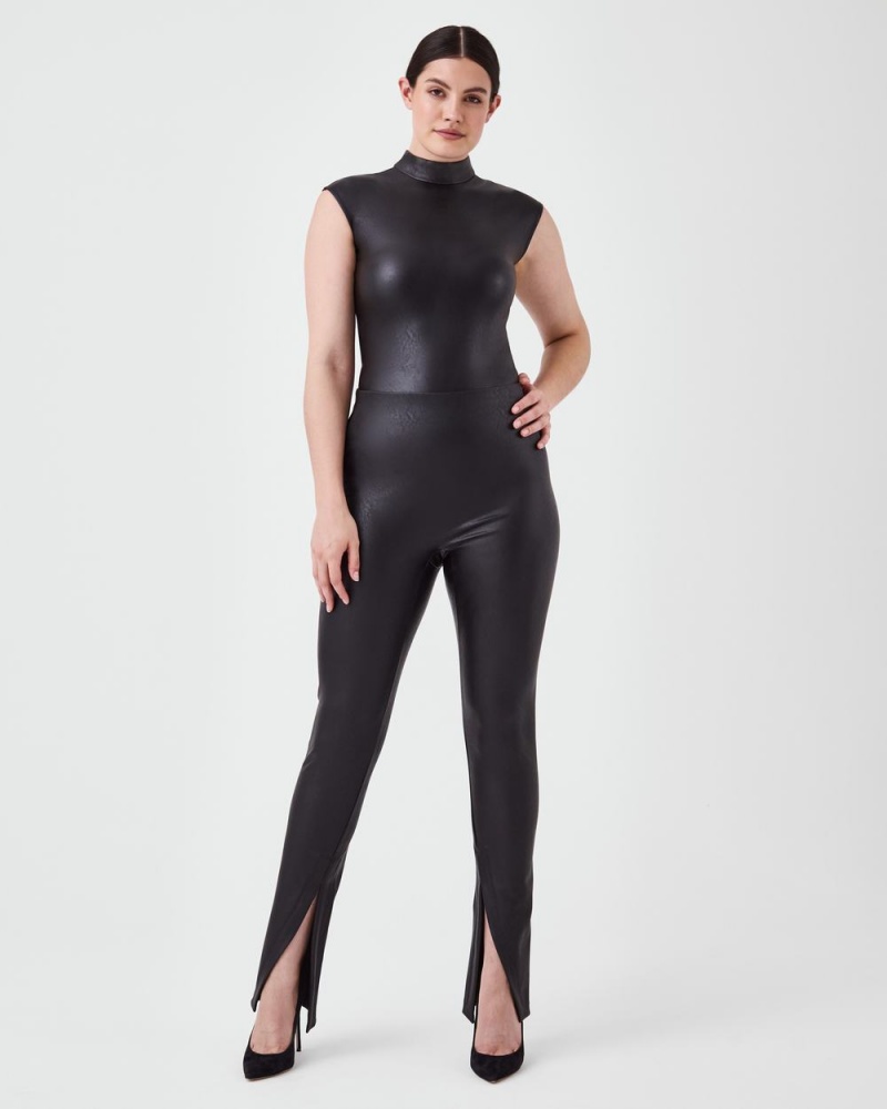 Body Spanx Cuero-Like Mock Neck Mujer Negras | OY7082341