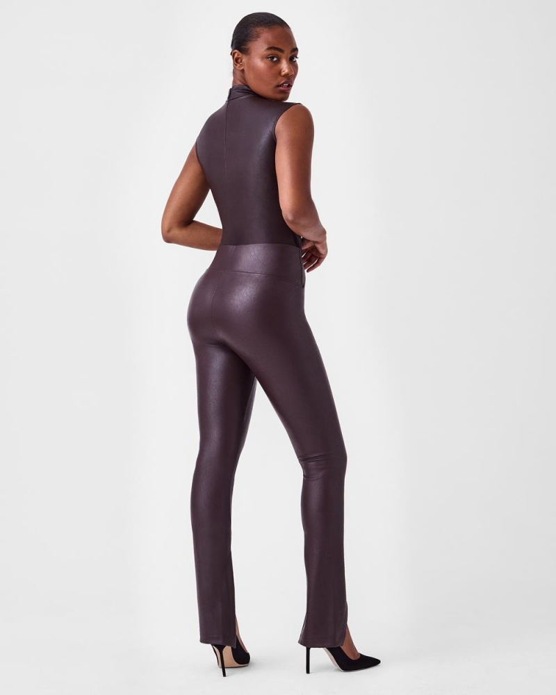 Body Spanx Cuero-Like Mock Neck Mujer Rosas Chocolate | MT2719834