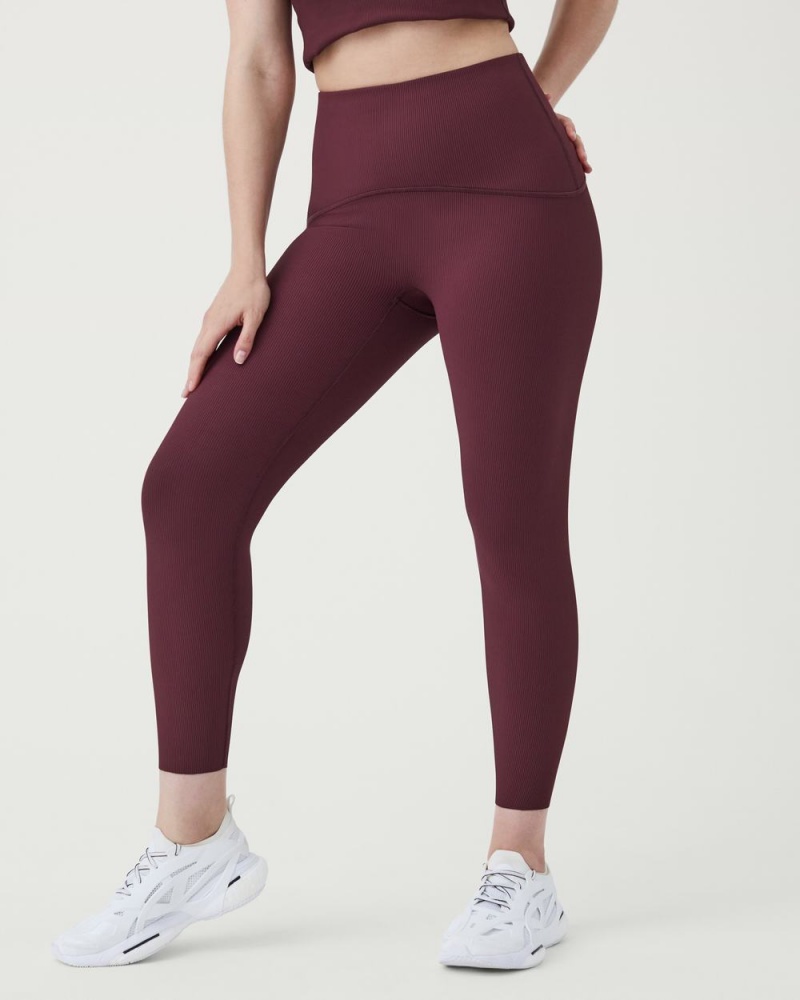 Leggins Spanx Booty Boost® Active Contour Rib 7/8 Mujer Burdeos | RM5061289