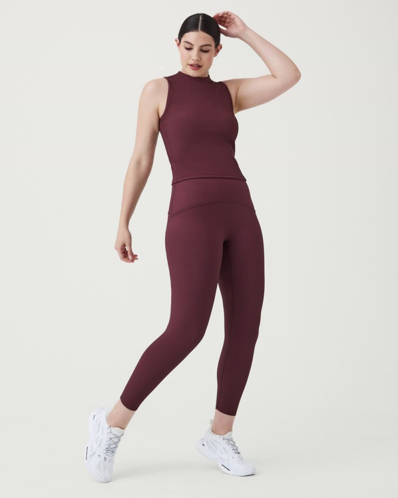 Leggins Spanx Booty Boost® Active Contour Rib 7/8 Mujer Burdeos | RM5061289