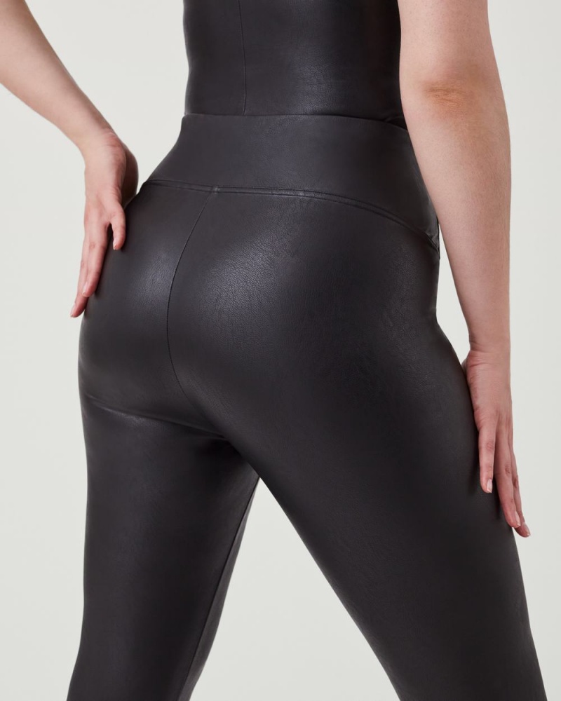 Leggins Spanx Cuero-Like Front Slit Flaco Mujer Negras | NK3987126