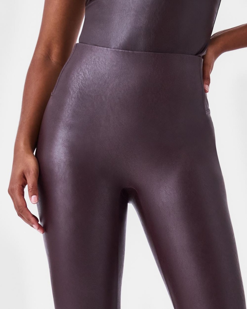 Leggins Spanx Cuero-Like Front Slit Flaco Mujer Rosas Chocolate | TR3180524