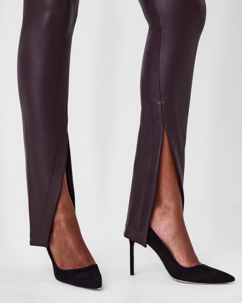 Leggins Spanx Cuero-Like Front Slit Flaco Mujer Rosas Chocolate | TR3180524