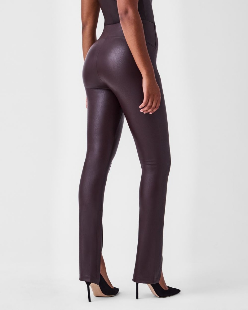 Leggins Spanx Cuero-Like Front Slit Flaco Mujer Rosas Chocolate | TR3180524