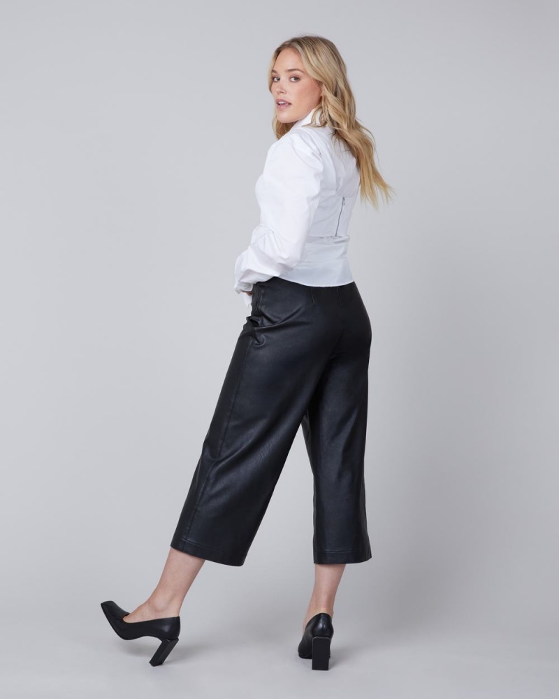 Pantalon Spanx Cuero-Like Culottes Mujer Negras | KA3825716