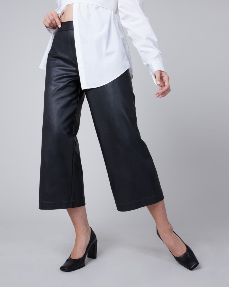 Pantalon Spanx Cuero-Like Culottes Mujer Negras | KA3825716