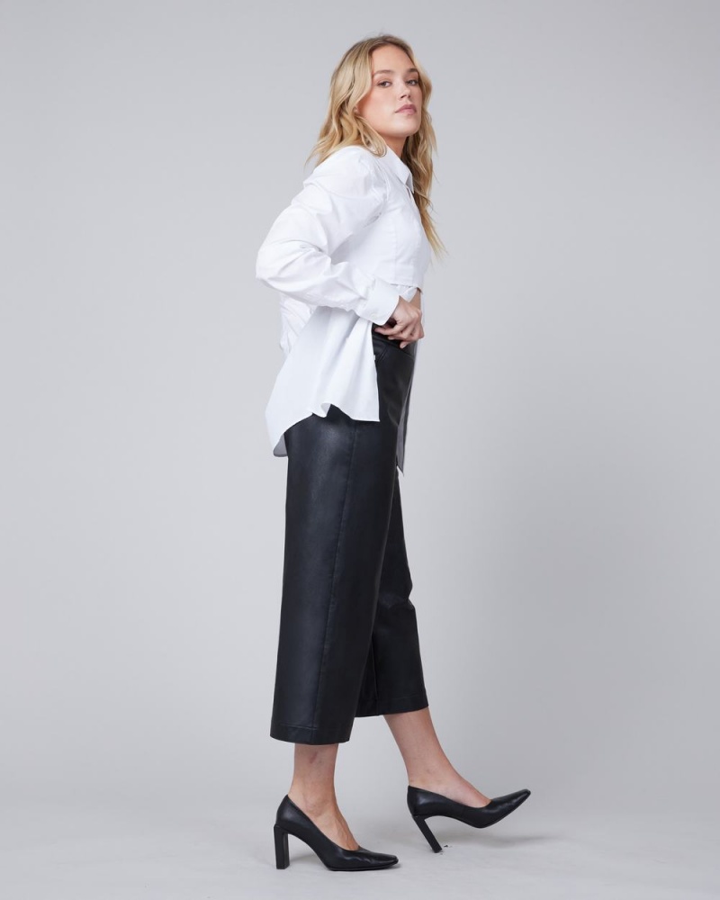 Pantalon Spanx Cuero-Like Culottes Mujer Negras | KA3825716