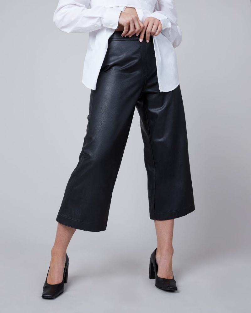 Pantalon Spanx Cuero-Like Culottes Mujer Negras | KA3825716