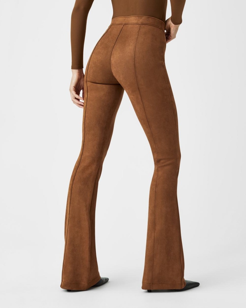 Pantalon Spanx Faux Gamuza Flare Mujer Marrones | NI2415798