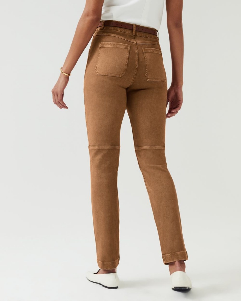 Pantalon Spanx Stretch Twill Directo Leg Mujer Marrones | UM3012548