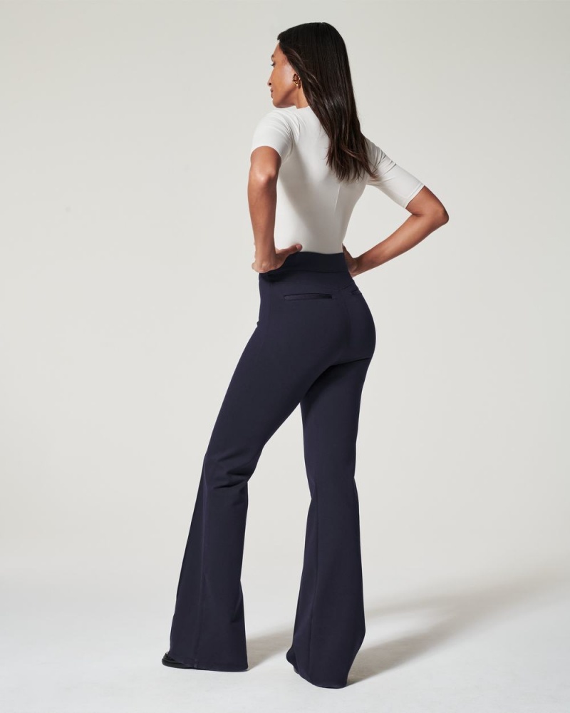 Pantalon Spanx The Perfect Pant, Hi-Rise Flare in Houndstooth Jacquard Mujer Azul Marino | SB3105248