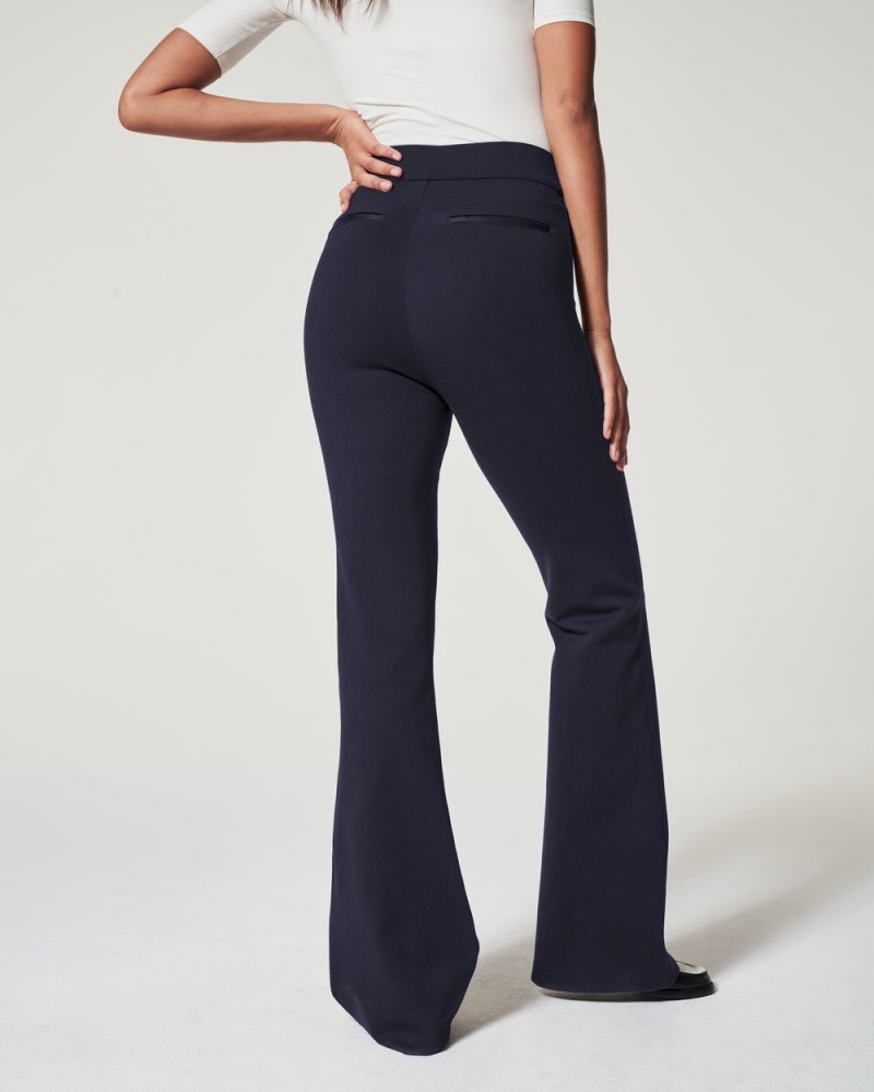 Pantalon Spanx The Perfect Pant, Hi-Rise Flare in Houndstooth Jacquard Mujer Azul Marino | SB3105248