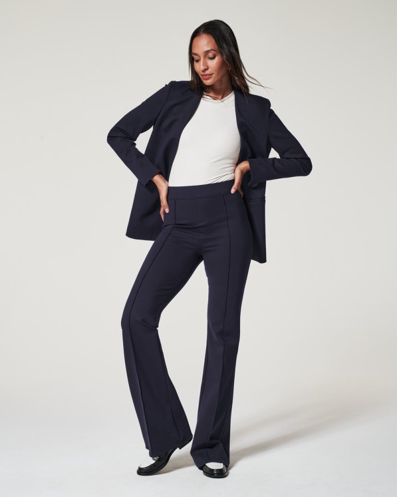 Pantalon Spanx The Perfect Pant, Hi-Rise Flare in Houndstooth Jacquard Mujer Azul Marino | SB3105248