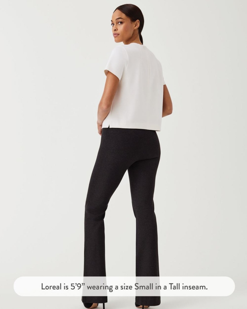 Pantalon Spanx The Perfect Pant, Hi-Rise Flare in Houndstooth Jacquard Mujer Gris | ZR0498521