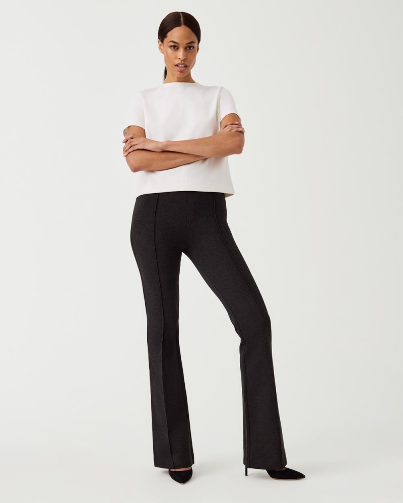 Pantalon Spanx The Perfect Pant, Hi-Rise Flare in Houndstooth Jacquard Mujer Gris | ZR0498521