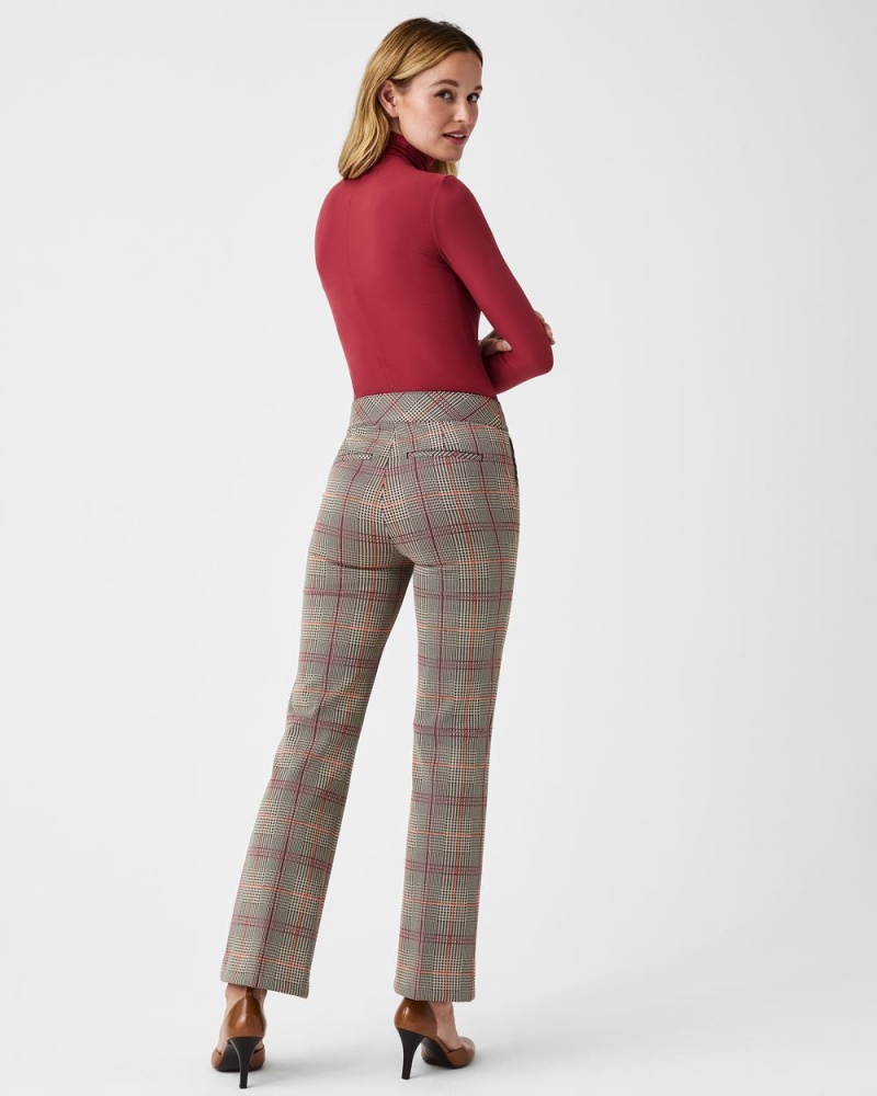 Pantalon Spanx The Perfect Pant, Kick Flare in Orange Pop Plaid Jacquard Mujer Naranjas | UD5384967