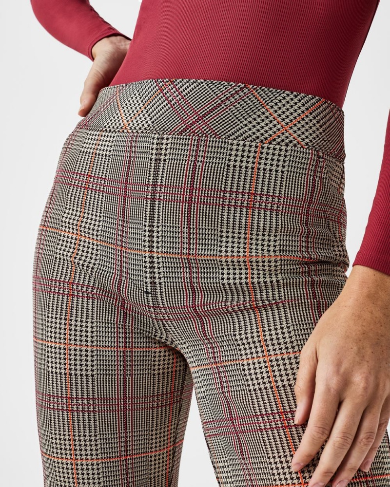 Pantalon Spanx The Perfect Pant, Kick Flare in Orange Pop Plaid Jacquard Mujer Naranjas | UD5384967