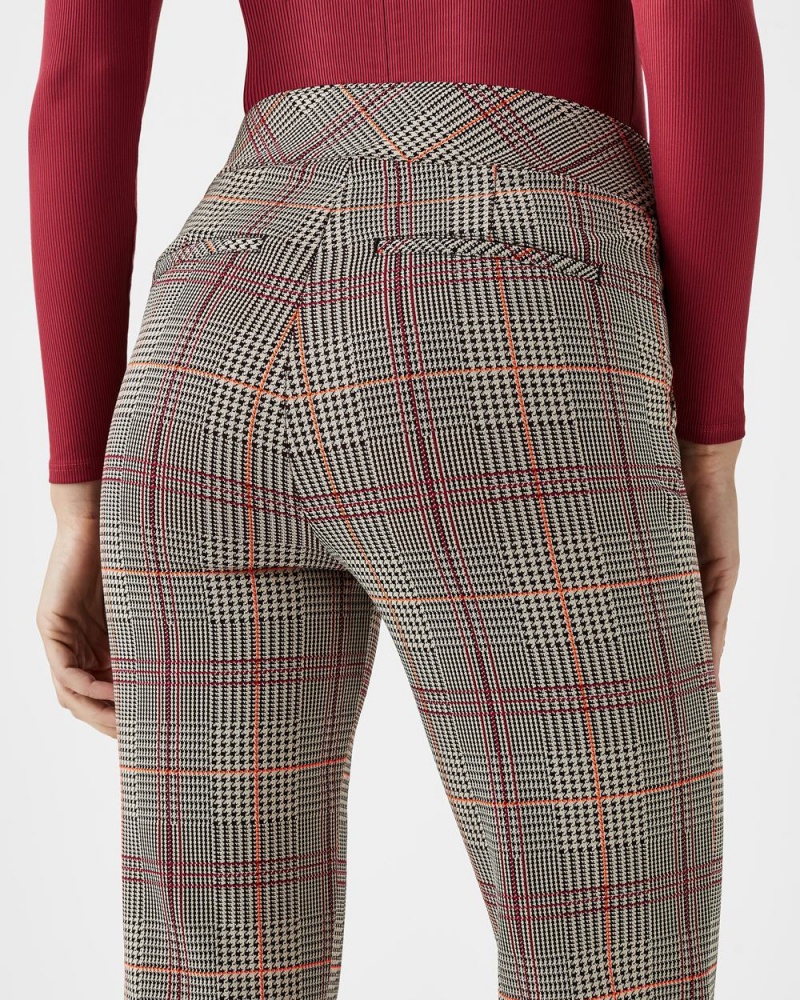 Pantalon Spanx The Perfect Pant, Kick Flare in Orange Pop Plaid Jacquard Mujer Naranjas | UD5384967