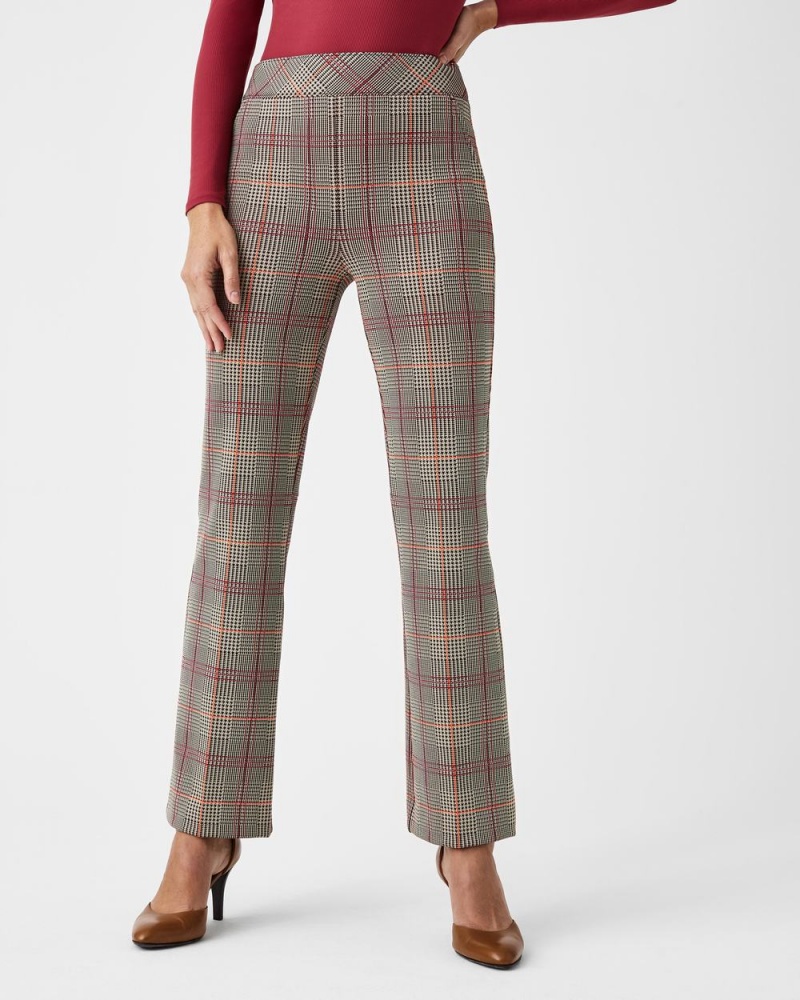 Pantalon Spanx The Perfect Pant, Kick Flare in Orange Pop Plaid Jacquard Mujer Naranjas | UD5384967