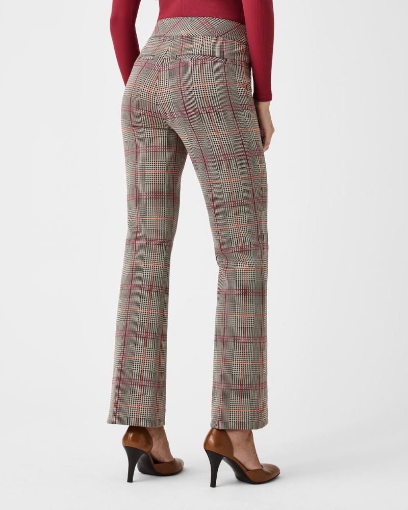 Pantalon Spanx The Perfect Pant, Kick Flare in Orange Pop Plaid Jacquard Mujer Naranjas | UD5384967