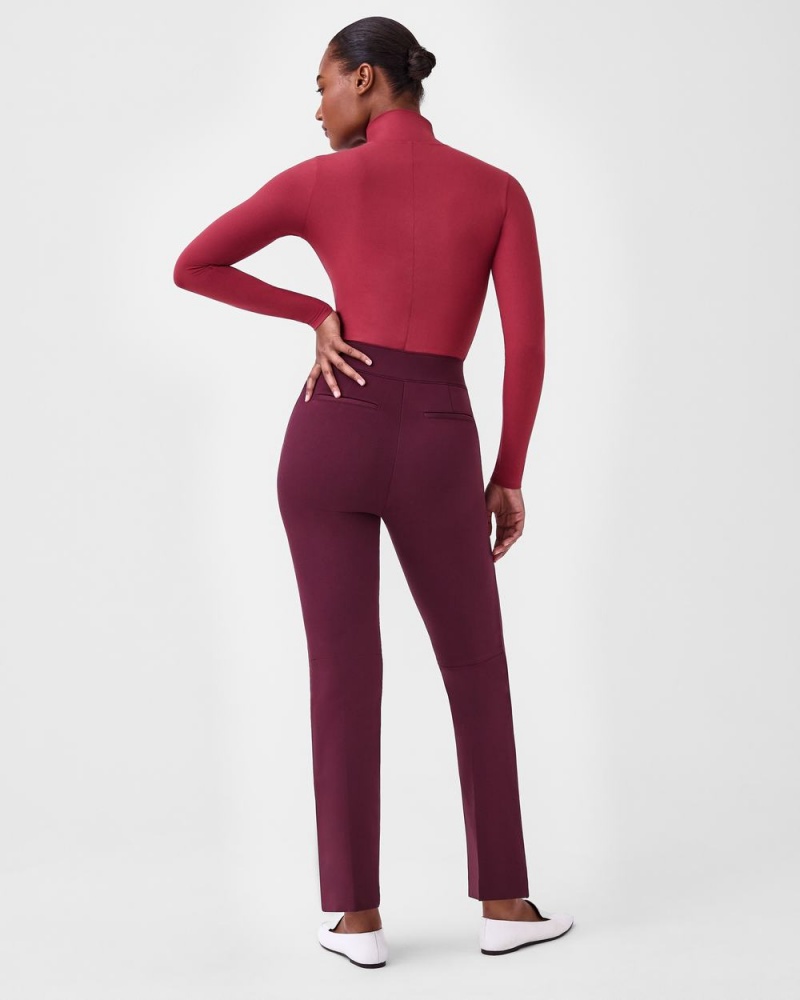 Pantalon Spanx The Perfect Pant, Kick Flare in Orange Pop Plaid Jacquard Mujer Fucsia | JI5397064