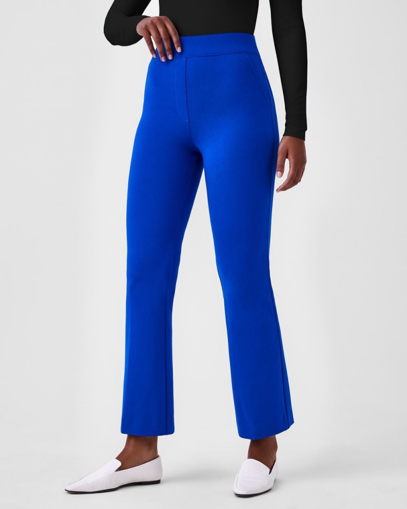 Pantalon Spanx The Perfect Pant, Kick Flare in Orange Pop Plaid Jacquard Mujer Azules | ER8734210