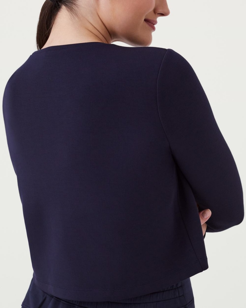 Tops Spanx AirEssentials Cropped Long Sleeve Mujer Azul Marino | FM4186359