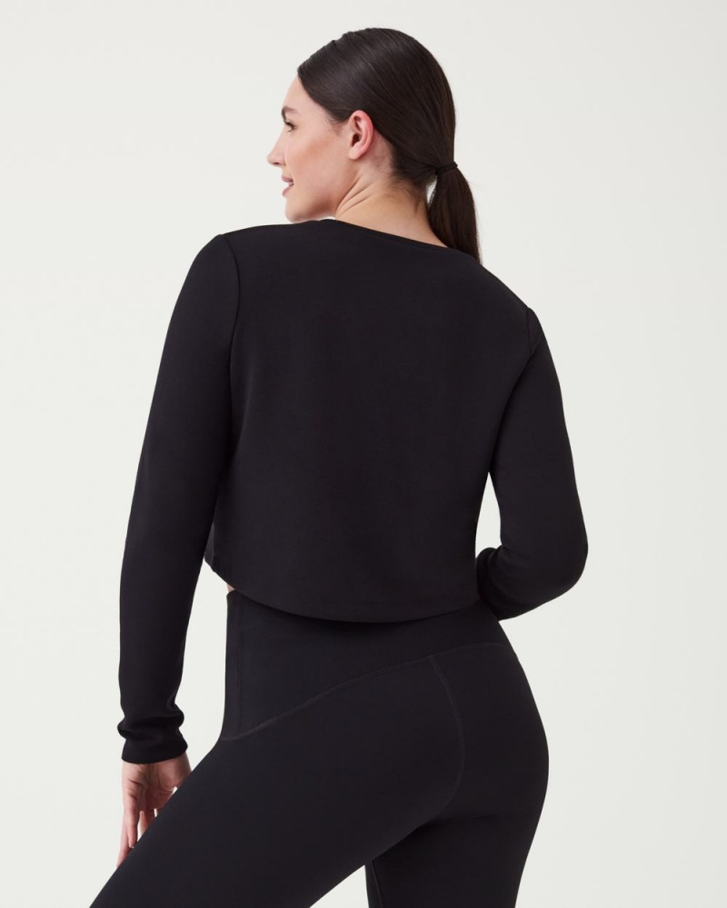 Tops Spanx AirEssentials Cropped Long Sleeve Mujer Negras | YM4781305