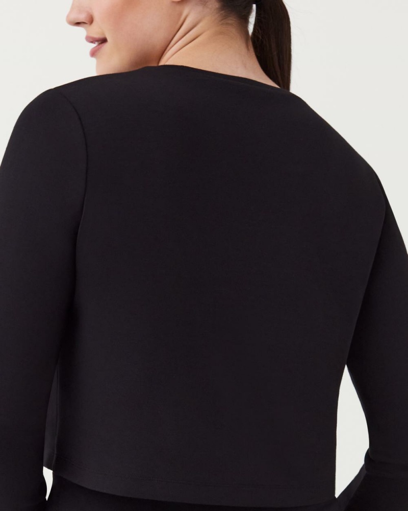 Tops Spanx AirEssentials Cropped Long Sleeve Mujer Negras | YM4781305