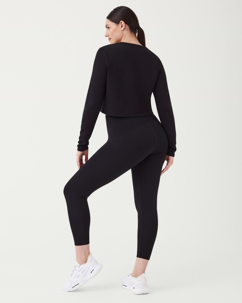 Tops Spanx AirEssentials Cropped Long Sleeve Mujer Negras | YM4781305