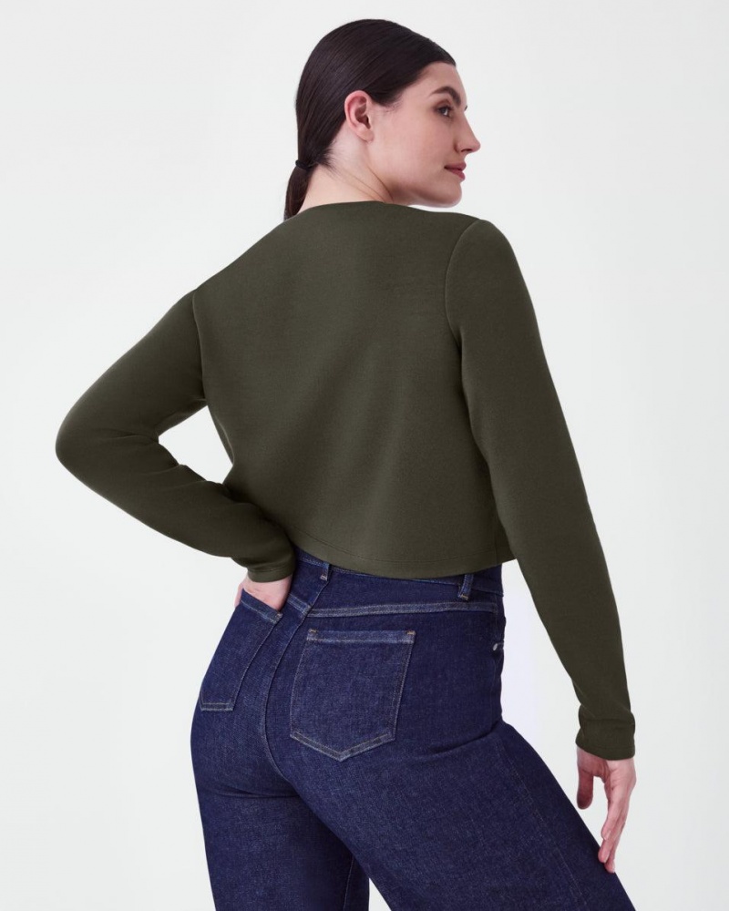 Tops Spanx AirEssentials Cropped Long Sleeve Mujer Verde Oliva | YQ3147296