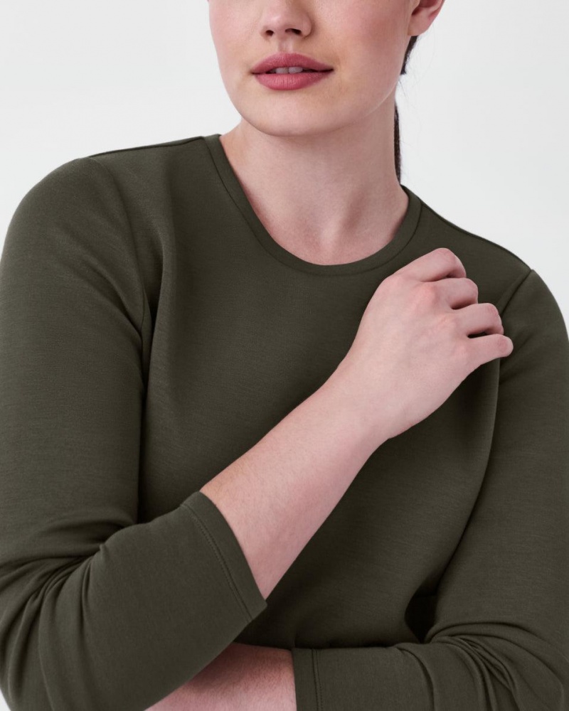 Tops Spanx AirEssentials Cropped Long Sleeve Mujer Verde Oliva | YQ3147296