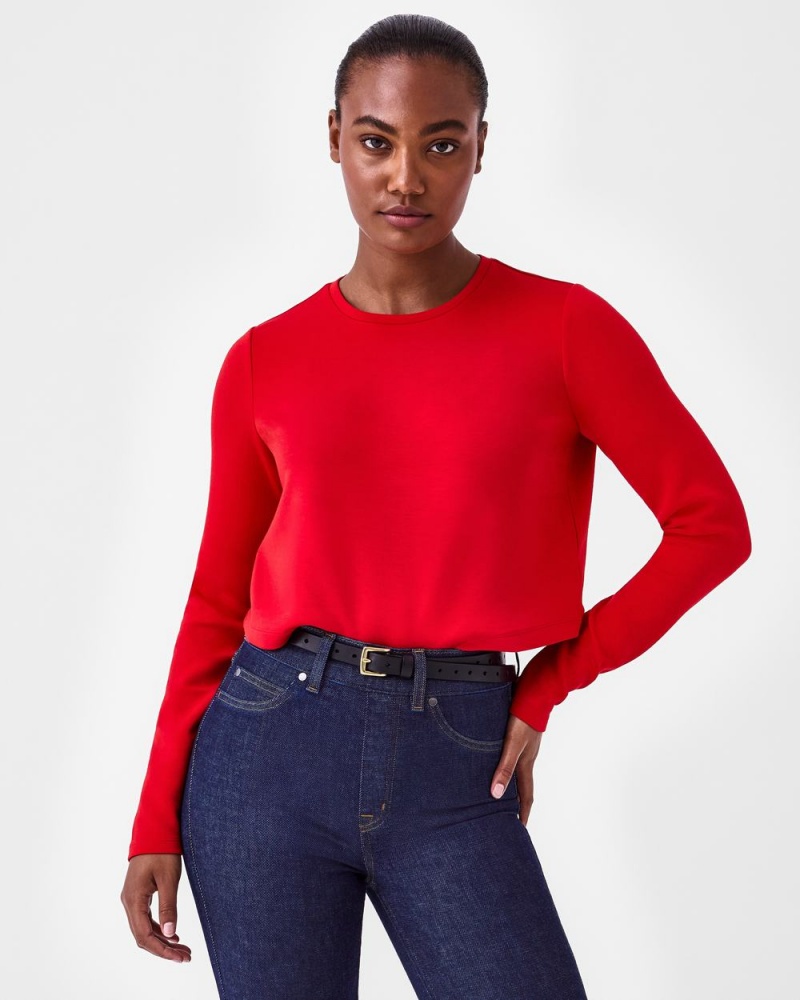 Tops Spanx AirEssentials Cropped Long Sleeve Mujer Rojas | VF6970218