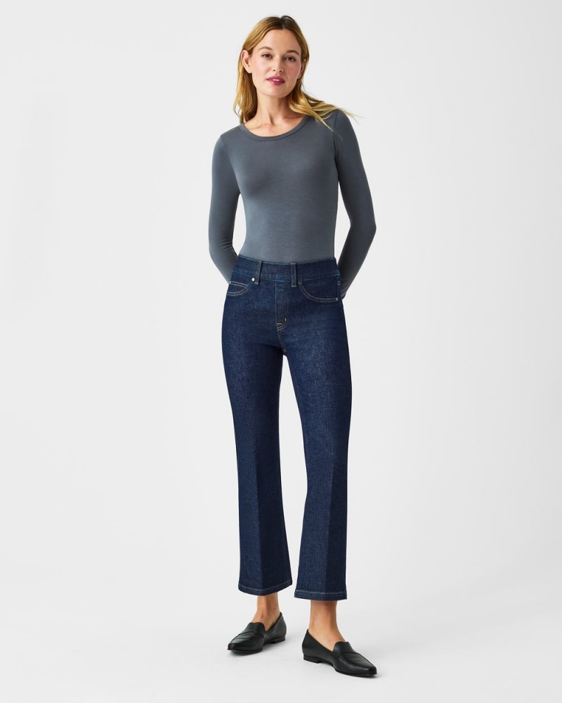 Tops Spanx Better Base Long Sleeve Crew Mujer Gris | AO9710658