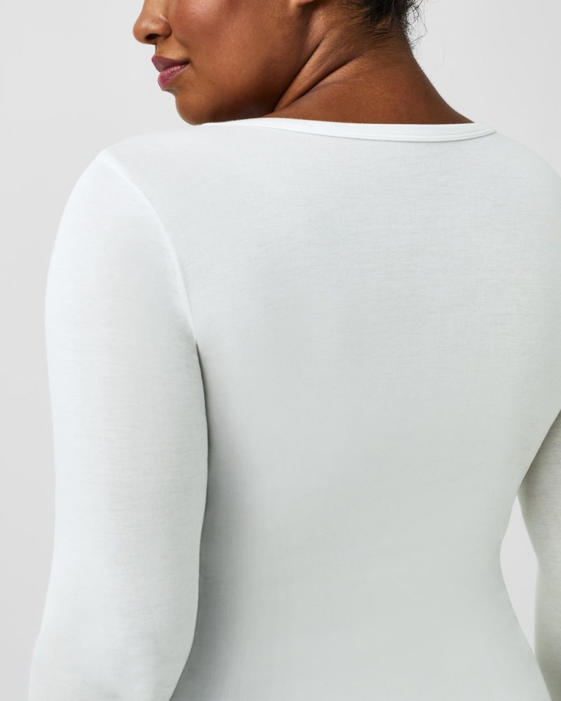 Tops Spanx Better Base Long Sleeve Crew Mujer Blancas | MH4025316