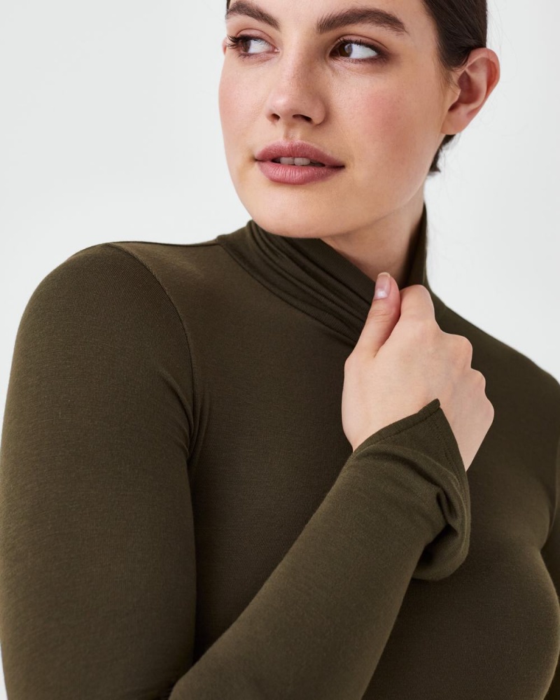 Tops Spanx Better Base Long Sleeve Turtleneck Mujer Verde | LX5194638